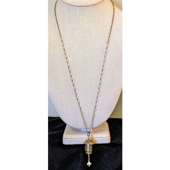 Tri-Metal Federal Gap 45 Ammo Butterfly Birdhouse Pendant on 925 & Crystal Chain - Picture 1 of 9